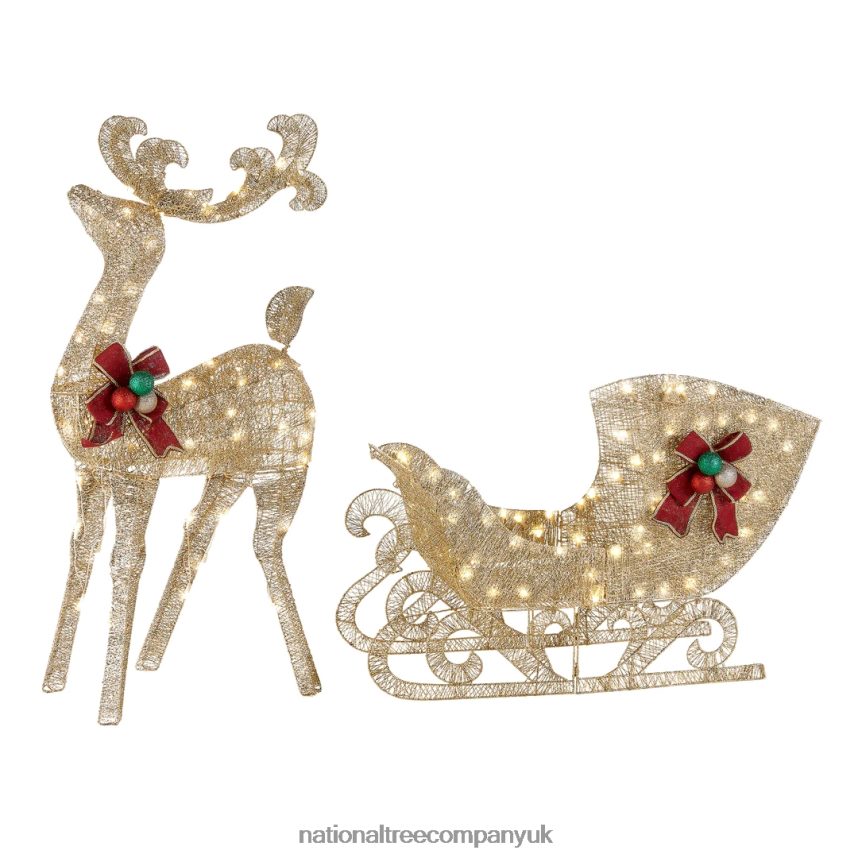 decoration | National Tree Company Reindeer and Santas Sleigh with LED Lights F2L4F594